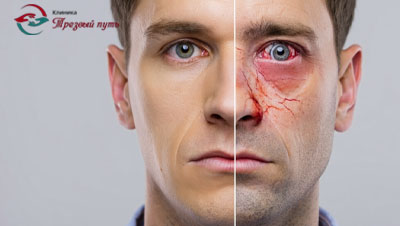 Изображение из двух частей - алкоголик
